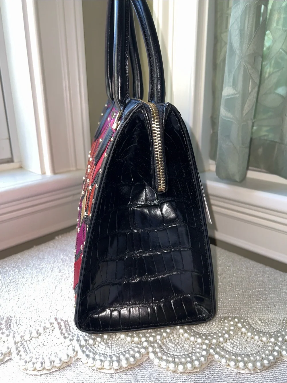 NWT Brahmin Leather Small Caroline Satchel, Showtime Royale